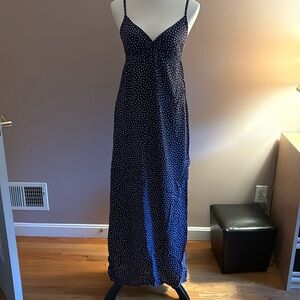 Splendid Maxi dress blue/purple polka dot with adjustable spaghetti straps